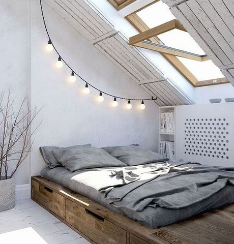 Bedroom with Fairy Lights 