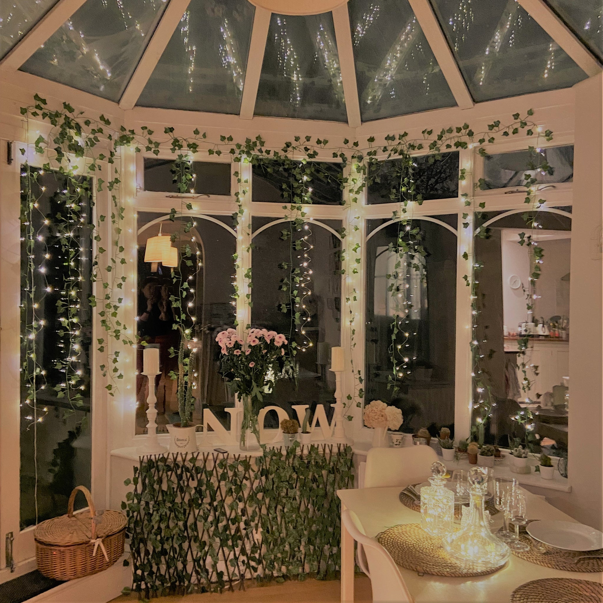 The Original Ivy Leaf Fairy Lights Curtain 12 pieces