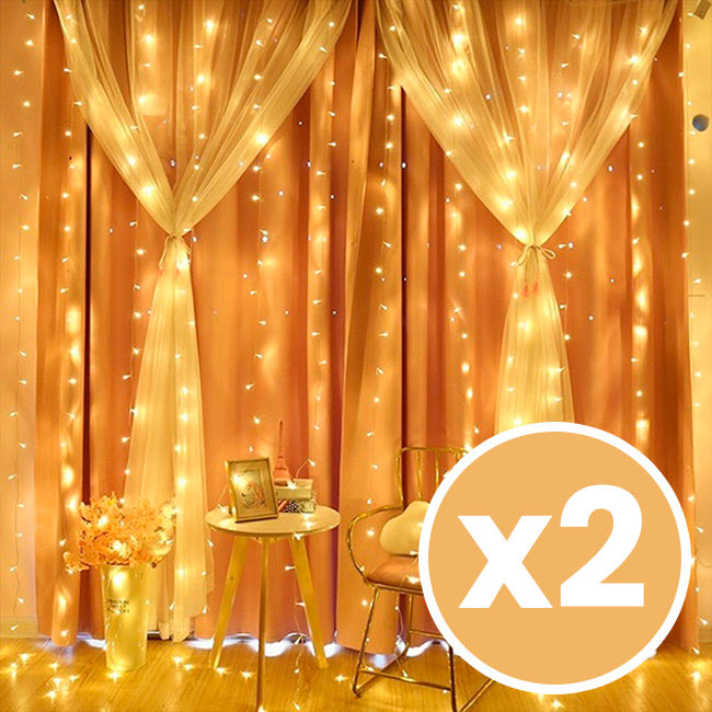 2x  LED Curtain Fairy Lights with Remote Control