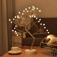 Load image into Gallery viewer, Golden Pearl Fairy Light Tree With Leaves

