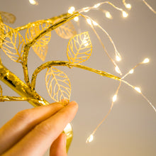 Load image into Gallery viewer, Golden Fairy Lights Tree with Leaves
